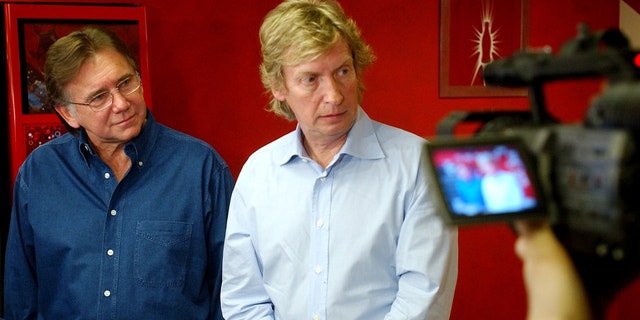 This March 15, 2005 file photo shows former "American Idol" producers Ken Warwick, left, and Nigel Lythgoe during a news conference in Los Angeles.