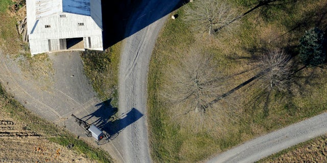 Nov. 20, 2013: An Amish buggy heads down a driveway to a farm off of Greenleaf Road near Washingtonville, Pa.,