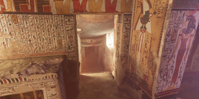 Some of the VR tour of Nefertari's tomb is shown here. Credit: Curiosity Stream