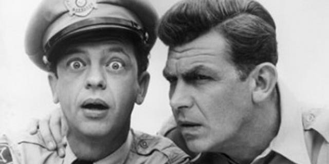 Don Knotts and Andy Griffith in "The Andy Griffith Show."