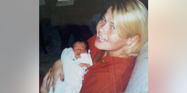 The author with her infant son