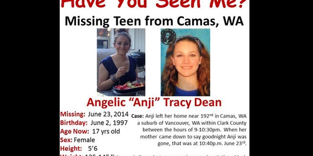 A missing persons poster for Anji Dean.
