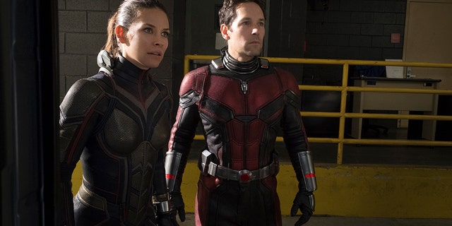 This image released by Marvel Studios shows Evangeline Lilly, left, and Paul Rudd in a scene from "Ant-Man and the Wasp." (Disney/Marvel Studios via AP)
