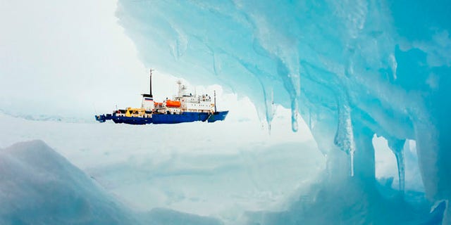 Dec. 29, 2013: The MV Akademik Shokalskiy is pictured stranded in ice in Antarctica.
