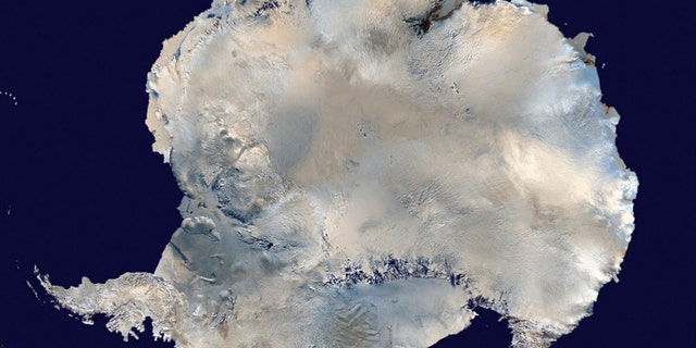 A satellite view of Antarctica is seen in this undated NASA handout photo obtained by Reuters February 6, 2012. Russian scientists are close to drilling in to the prehistoric sub-glacier Lake Vostok, which has been trapped under Antarctic ice for 14 million years. REUTERS/NASA/Handout