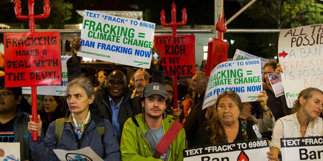 Oct. 14, 2014: Protesters demonstrate against fracking in New York.