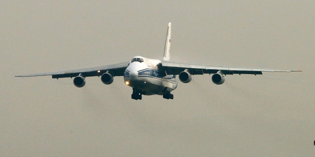 An Antonov AN-124 like this one was used to ship an 87,000-pound die machine to the U.K.