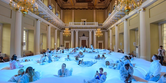Designer Anya Hindmarch intended the installation as a space for people to relax.
