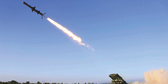 This undated photo distributed on Friday, June 9, 2017, by the North Korean government, shows a test of a new type of cruise missile launch at an undisclosed location in North Korea. Independent journalists were not given access to cover the event depicted in this image distributed by the Korean Central News Agency via Korea News Service. North Korea said Friday it has test-launched a new type of cruise missile capable of striking U.S. and South Korean warships "at will," as South Korea found a suspected North Korean drone near the tense border between the rivals. (Korean Central News Agency/Korea News Service via AP)