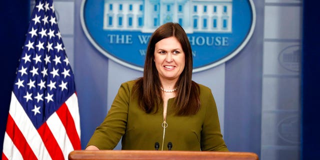 Deputy White House press secretary Sarah Huckabee Sanders smiles as she speaks during an off-camera press briefing at the White House in Washington, Tuesday, July 18, 2017. (AP Photo/Alex Brandon)