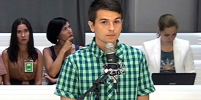 Russian computer programmer Stanislav Lisov attends a court hearing at the Spanish National Court in Madrid, on extradition request to the U.S. for alleged crimes related to the 'NeverQuest' malicious software, which syphoned 855,000 U.S. dollars (743,000 euros) from bank clients in the country.