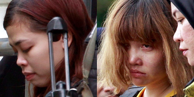Indonesian suspect Siti Aisyah, left, and Vietnamese suspect Doan Thi Huong, both suspects in the killing of Kim Jong Nam
