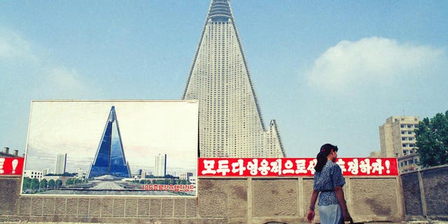 The Ryugyong Hotel in August 1990.