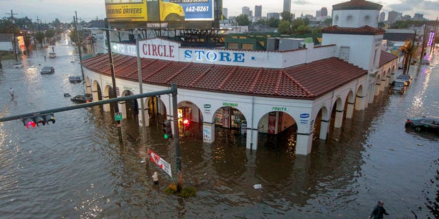Circle Food Store engulfed in floodwaters in New Orleans after a storm on Aug. 5.