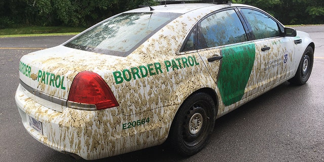 A U.S. Border Patrol car was sprayed with manure in Vermont.