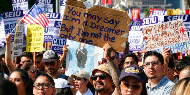 Protesters demonstrating against the decision to rescind an Obama-era program that offered a deportation reprieve to illegal immigrants who came to the U.S. as children.