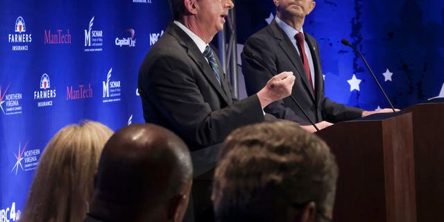 Gubernatorial candidates Ed Gillespie, left, a Republican, and Lt. Gov. Ralph Northam, a Democrat, face off in next month's election.