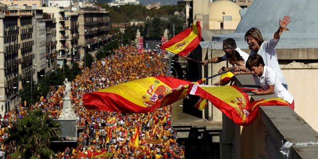 Sunday's rally comes a week after separatist leaders of the Catalan government held a referendum on secession that Spain's top court had suspended and the Spanish government said was illegal.