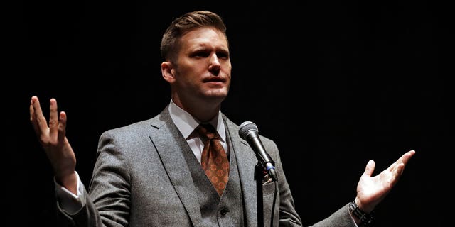 White Nationalist Richard Spencer Thursday, Oct. 19, 2017, at the University of Florida in Gainesville, Fla.
