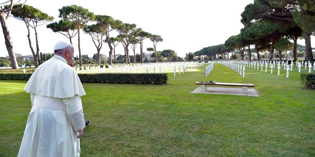 The cemetery is set on 77 pristine, rolling green acres. The graves of 7,860 American soldiers killed in World War II are buried there. They are marked by white crosses or Stars of David. The marble walls of the chapel are inscribed with the names of 3,095 soldiers missing in action.