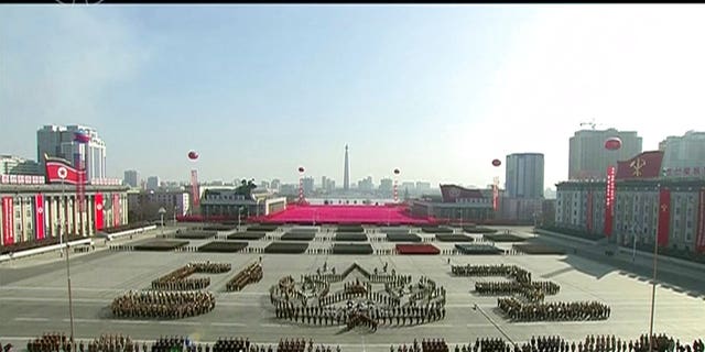 North Korea held a massive military parade on the eve of the Olympics.