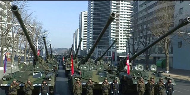 Tanks and ICBMS were displayed during the parade