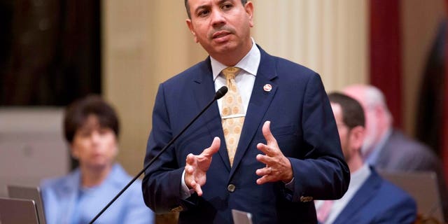 California Sen. Tony Mendoza, D-Artesia, announces that he will take a month-long leave of absence while an investigation into sexual misconduct allegations against him is completed, in Sacramento, Calif., Jan. 3, 2018.