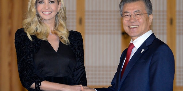 Ivanka Trump, the president's daughter, and South Korean President Moon.