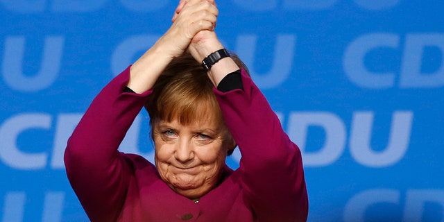 German Chancellor Angela Merkel says on International Women’s Day Thursday, March 8, 2018 that while much has been achieved, the struggle for more equality for women in Germany and worldwide must continue.
