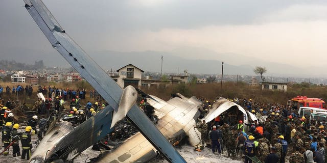 The plane burst into flames after attempting to land at Kathmandu airport.