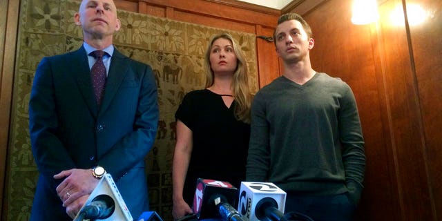 Denise Huskins and her boyfriend Aaron Quinn, right, who were wrongly accused of fabricating Huskins' kidnapping from their home, have reached a $2.5 million settlement with the city of Vallejo and its police department.