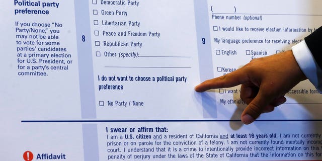 California's new voter registration cards will provide the option to check "No Party/None" for those who wish to not register with a political party.