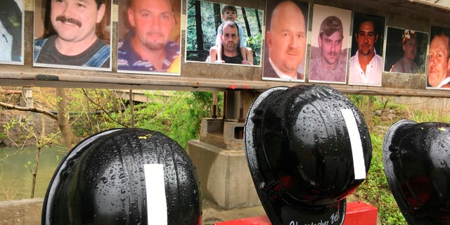 A memorial outside the Upper Big Branch mine to 29 men killed in a 2010 explosion stands near Montcoal, West Virginia.