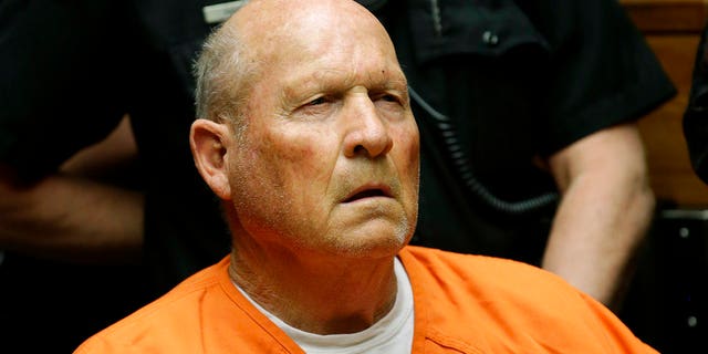 Joseph James DeAngelo makes his first appearance to face charges that include homicide and rape, in Sacramento County Superior Court, April 27, 2018.
