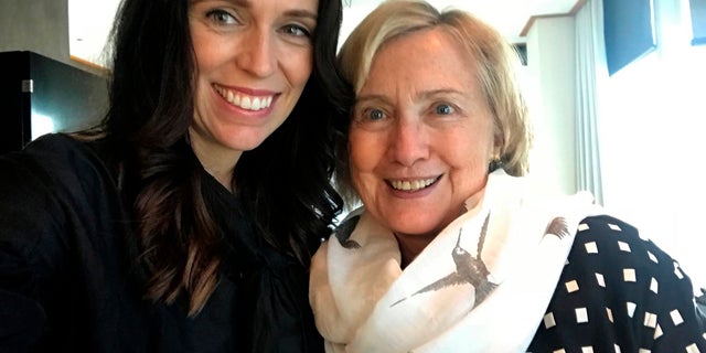 Former Secretary of State Hillary Clinton (right) met with New Zealand Prime Minister Jacinda Ardern over breakfast before a speaking engagement.