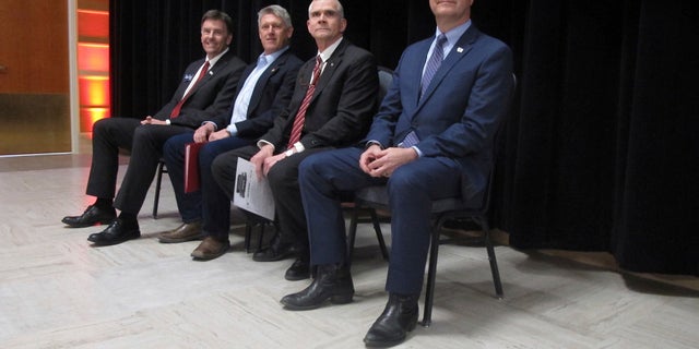 From left, Russell Fagg, Troy Downing, Matt Rosendale and Al Olszewski are competing for the chance to challenge Democratic Sen. Jon Tester this fall.