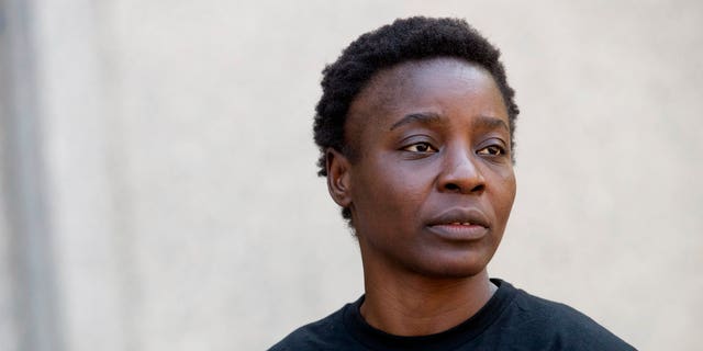 Therese Patricia Okoumou leaves federal court in Manhattan, New York, on Thursday, July 5, 2018.