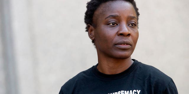 Therese Patricia Okoumou leaves federal court in Manhattan, New York, on Thursday, July 5, 2018.