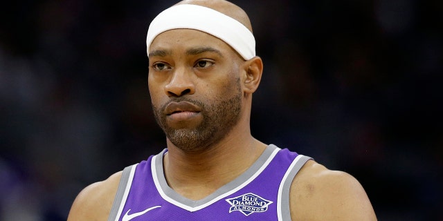 Sacramento Kings guard Vince Carter is shown during the second half of an NBA basketball game against the Houston Rockets, in Sacramento, Calif., April 11, 2018.