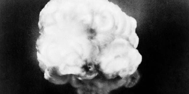 FILE - This July 16, 1945 photo, shows the mushroom cloud of the first atomic explosion at Trinity Test Site, New Mexico. The National Cancer Institute says its long-anticipated study into the cancer risks of New Mexico residents living near the site of the world's first atomic bomb test likely will be published in 2019. Institute spokesman Michael Levin told The Associated Press that researchers are examining data on diet and radiation exposure and expect to finish the study by early next year. (AP Photo, File)