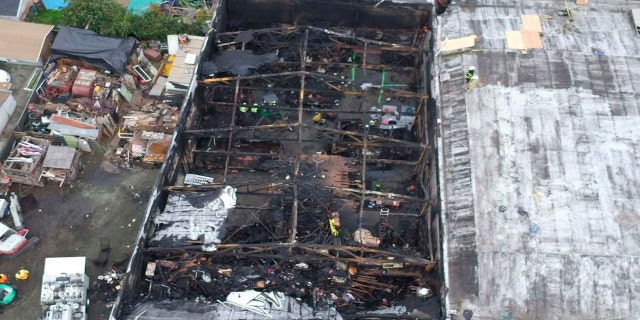 Undated file photo provided by the City of Oakland shows inside the burned warehouse after the deadly fire that broke out on Dec. 2, 2016, in Oakland, Calif.