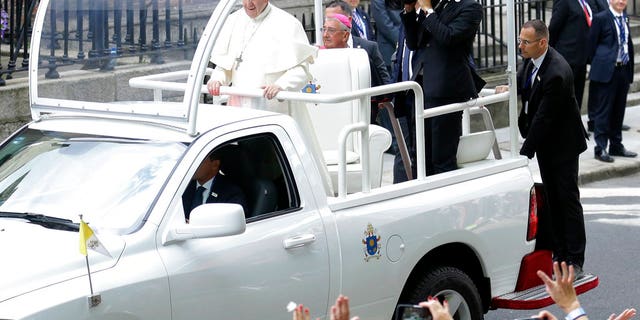 Pope Francis arrives at St Mary's Pro-Cathedral, in Dublin, Ireland