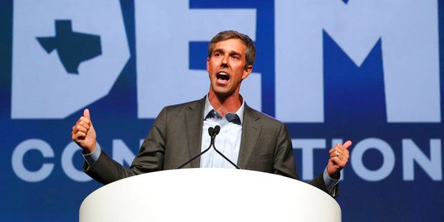FILE: Beto O'Rourke speaks during the general session at the Texas Democratic Convention in Fort Worth, Texas.