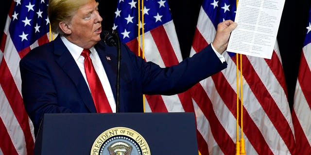 President Trump speaks during a fundraiser in Sioux Falls, S.D., Sept. 7, 2018.