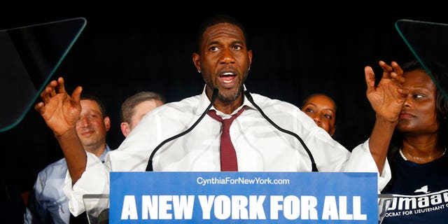 Candidate for Lt. Governor Jumaane Williams delivers his concession speech at the Working Families Party primary night party.