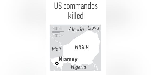 NIGER COMMANDOS 100517: Map locates Niamey, Niger, where 3 US commandos were killed.