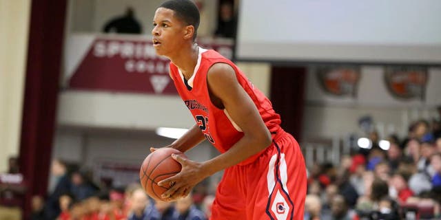 Crossroads School's Shareef O'Neal #23 in action against Cambridge Rindge and Latin during a high school basketball game at the 2017 Hoophall Classic on Saturday, January 14,, 2017, in Springfield, MA.. Cambridge Rindge and Latin won. (AP Photo/Gregory Payan)