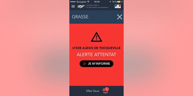 The cellphone alert from French officials.
