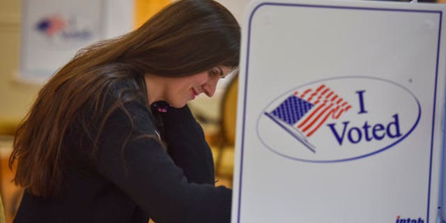 Danica Roem casting her vote at Buckhall Volunteer Fire Department in Manassas, Virginia.