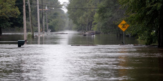 Flood waters in Evansdale, Iowa over the weekend.